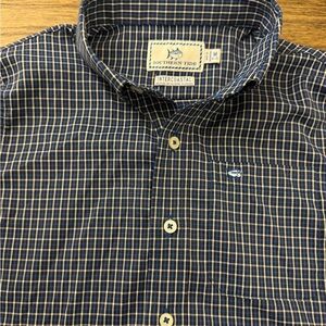 Southern Tide Navy Plaid Button-Down Shirt - Boys